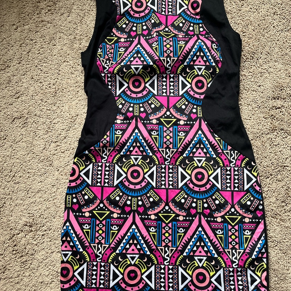 Geometric Design Pink and Black Dress size s